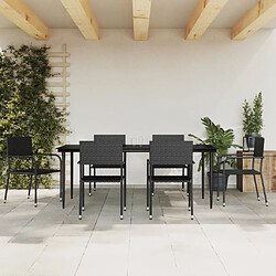 vidaXL Ensemble à manger de jardin 7 pcs noir résine tressée et acier