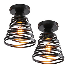 Stoex 2PCS Plafonnier Rétro Moderne Lustre D'Intérieur Lampe de Plafond Vintage Luminaire Plafonnier en Métal Noir, E27 Pour Bureau, Salon 