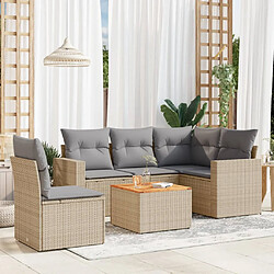 vidaXL Salon de jardin avec coussins 6 pcs beige résine tressée 