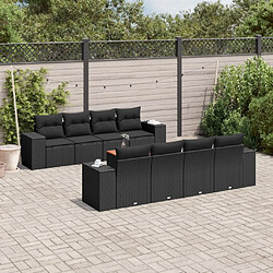 Maison Chic Salon de jardin 9 pcs avec coussins | Ensemble de Table et chaises | Mobilier d'Extérieur noir résine tressée -GKD14318