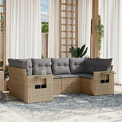 vidaXL Salon de jardin avec coussins 6 pcs beige résine tressée