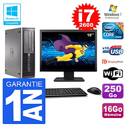 PC HP 6200 SFF Ecran 19" Intel i7-2600 RAM 16Go Disque 250Go Graveur DVD Wifi W7 · Occasion 