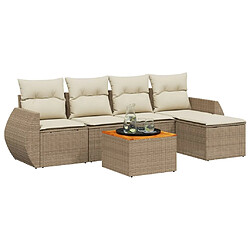 vidaXL Salon de jardin avec coussins 6 pcs beige résine tressée