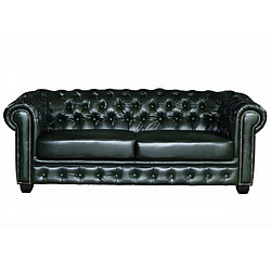 Vente-Unique Canapé chesterfield 3 places BRENTON 100% cuir de buffle - Vert empire