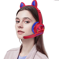 Universal Écouteur sans fil avec microphone Écouteur pour chat enfant Lumière LED Enseignement en ligne pour les étudiants | Écouteurs Bluetooth Écouteurs (rouge) pas cher