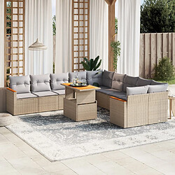 vidaXL Salon de jardin 11 pcs avec coussins beige résine tressée