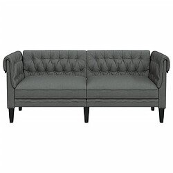 Avis vidaXL Canapé Chesterfield 2 places gris foncé tissu