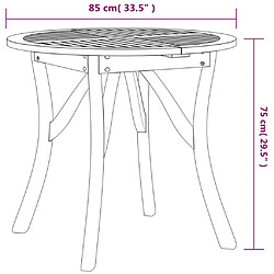 vidaXL Table de jardin Ø 85 cm Bois d'acacia solide pas cher