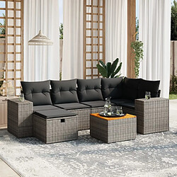 Maison Chic Salon de jardin avec coussins 7 pcs, Ensemble Tables et chaises de jardin, gris résine tressée -GKD252503