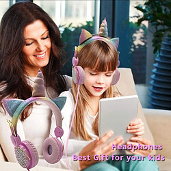 Avis GUPBOO Casque filaire avec micro mignon licorne casque musique casque stéréo pour ordinateur téléphone portable enfants cadeau