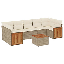 vidaXL Salon de jardin avec coussins 8 pcs beige résine tressée