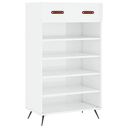 Maison Chic Armoire à chaussure,Meuble à Chaussures Blanc brillant 60x35x105 cm Bois ingénierie -MN29935