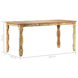 Avis vidaXL Table de salle à manger 160x80x76cm Bois de récupération massif