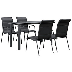 vidaXL Ensemble à manger de jardin 5 pcs noir textilène et acier