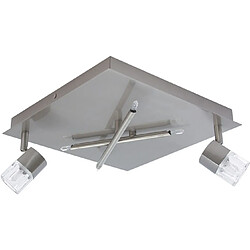 AFONSO Plafond carré 2xG9+4x10WG4 (12V) L.30xL.30xH.11cm Nickel