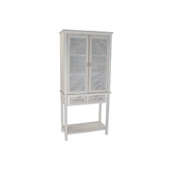 Pegane Commode buffet en bois MDF blanc avec 2 portes et 2 tiroirs - Largeur 80 x Hauteur 175,5 x Profondeur 37,4cm