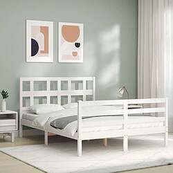 Avis Maison Chic Cadre/structure de lit avec tête de lit pour adulte - Lit Moderne Chambre blanc 140x190 cm bois massif -MN65597