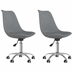 Maison Chic Lot de 2 Chaises pivotantes à manger,Chaises à manger,Chaises de cuisine salon Gris clair Tissu -MN56008