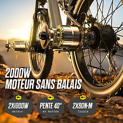 Shengmilo Vélo électrique 2000W Ebike 48V 17.5AH Batterie 26"X3"Fat Tire jusqu'à 50+KM/H & 85 Miles Longue Portée Plage Vélo Électrique Montagne