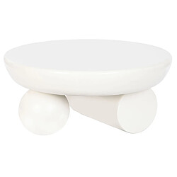 Pegane Table basse, table de salon ronde en bois coloris blanc - diamètre 80 x Hauteur 37 cm 