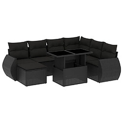 vidaXL Salon de jardin 8 pcs avec coussins noir résine tressée