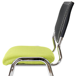 Avis Decoshop26 4x chaises visiteur fauteuil de bureau sans roulettes chaise de conférence empilable tissu vert pieds chromés 04_0000551