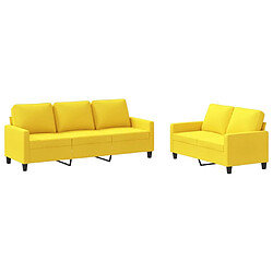 vidaXL Ensemble de canapés 2 pcs avec coussins Jaune clair Tissu