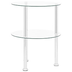 Avis Maison Chic Table d'appoint | Table Basse 2 niveaux Transparent 38 cm Verre trempé -GKD65244