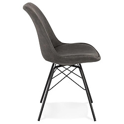 Avis Alterego Chaise design 'ROYAL' en microfibre grise et pieds en métal noir