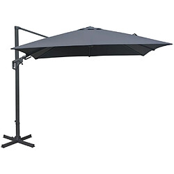 Proloisirs Parasol déporté orientable 360° inclinable gauche droite 3 x 3 m Orient Gris.