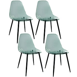 Toilinux Lot de 4 Chaises scandinave transparentes et pieds en métal - Vert