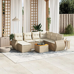 vidaXL Salon de jardin avec coussins 8 pcs beige résine tressée 