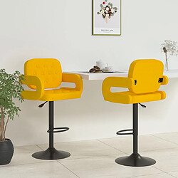 vidaXL Tabourets de bar lot de 2 jaune moutarde tissu 