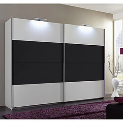 Pegane Armoire de rangement coloris blanc/anthracite 225 X 210 X 65 cm