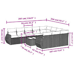 Acheter vidaXL Salon de jardin 11 pcs avec coussins noir résine tressée