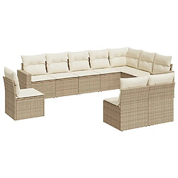 Maison Chic Salon de jardin avec coussins 10 pcs | Ensemble de Table et chaises | Mobilier d'Extérieur beige résine tressée -GKD79395