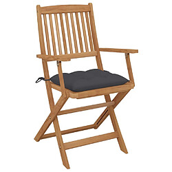 Maison Chic Lot de 6 Chaises pliables de jardin avec coussins - Fauteuil d'extérieur Bois d'acacia -MN61402