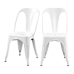 Rendez Vous Deco Chaise Indus blanc mat (lot de 2)