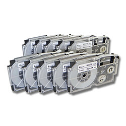 vhbw 10 x Cassettes À ruban 6cmm pour Casio KL-130, KL-200, KL-2000, KL-200E, KL-7200, KL-7400, KL-G2, KL-HD1. Remplace: Casio XR-6WE1, XR-6WE. 