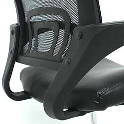 Avis Decoshop26 2x fauteuils chaises de bureau sans roulettes chaise de conférence visiteur en synthétique et maille noir 04_0000180