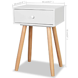 vidaXL Table de chevet 2 pcs Bois de pin massif 40 x 30 x 61 cm Blanc pas cher