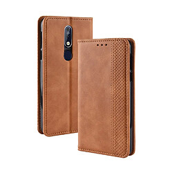 Etui en PU style vintage marron pour votre Nokia 7.1