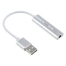 Wewoo Carte Son USB argent pour ordinateur, bureau, haut-parleurs, casque Aluminium Shell 3.5mm Jack USB externe HIFI Magic Voice 7.1 canal adaptateur gratuit