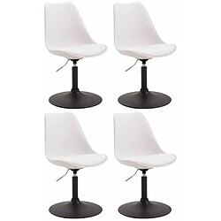 Decoshop26 Lot de 4 chaises de salle à manger pivotante hauteur réglable en plastique blanc et pied trompette métal noir 10_0001807