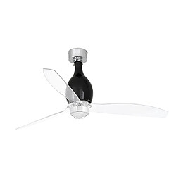 Faro Barcelona Ventilateur de plafond transparent à LED noir mat avec moteur CC intelligent - Télécommande incluse, 3000K