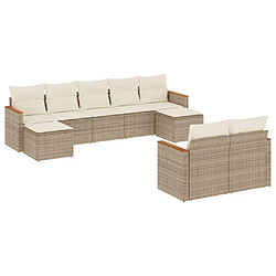 Maison Chic Salon de jardin avec coussins 9 pcs | Ensemble de Table et chaises | Mobilier d'Extérieur beige résine tressée -GKD80565