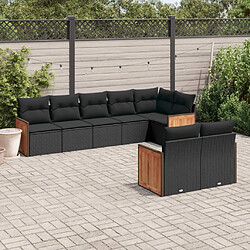 vidaXL Salon de jardin 8 pcs avec coussins noir résine tressée 