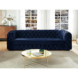 Acheter Vente-Unique Canapé 3 places chesterfield STANLEY - Velours bleu nuit