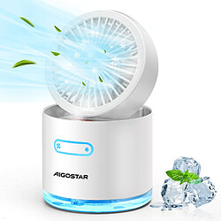 Aigostar Windgift - Mini Climatiseurs portables de 300ml. Refroidisseur d'air portable, 3 vitesses, 2 niveaux de brume. Pliable, arrêt automatique. Silencieux. Idéal maison, bureau, voyages
