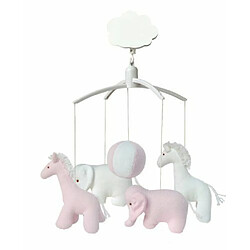 Trousselier - VM1149 03 - Mobile Musical Girafe, Elephant - Rose et Blanc 